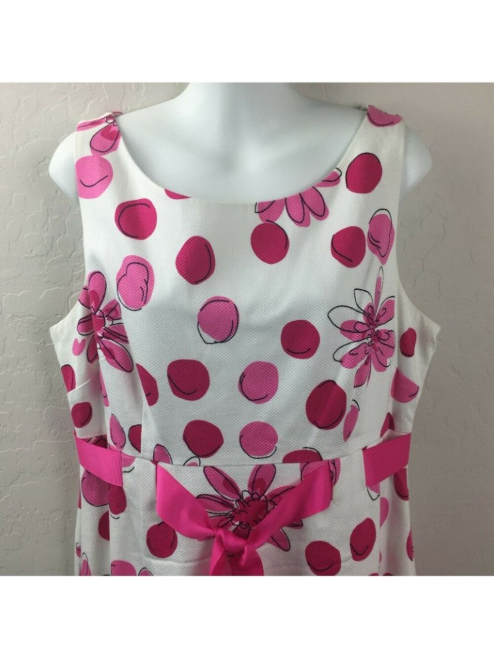 Jessica Howard Womens Pink White Mod Floral Summer Tank Dress Belt Size 14 - Picture 2 of 8